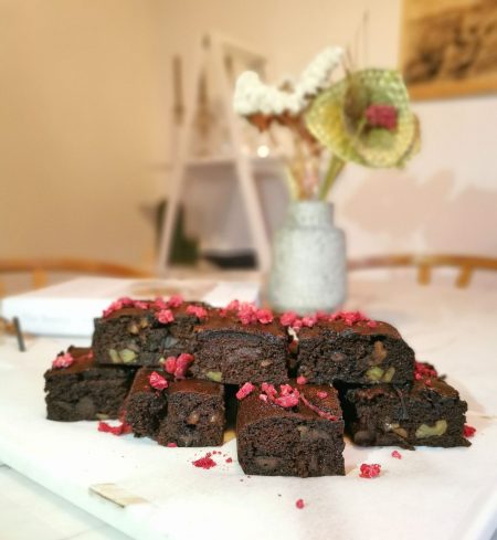Beetroot and walnut brownie